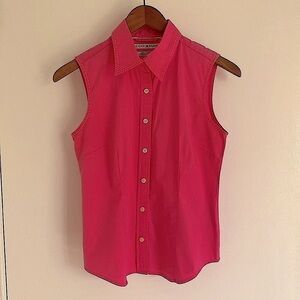 TOMMY HILFIGER, Hot pink retro sleeveless button-down blouse size size 4
